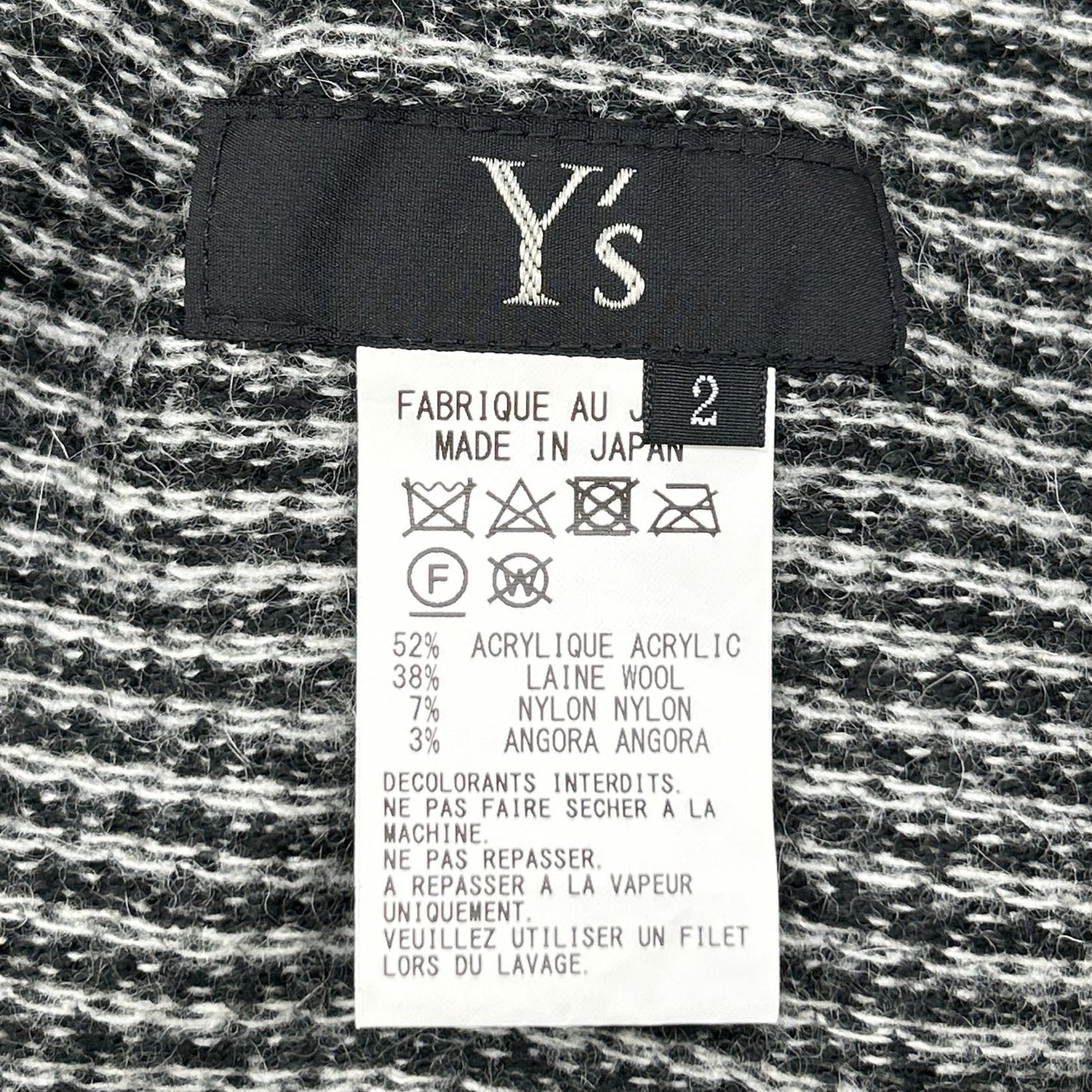 Y's Houndstooth Sarouel Pants Black White Size 2
