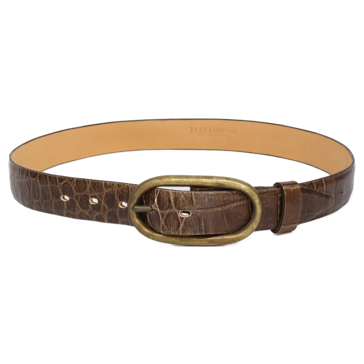 J&MDavidson Croco Embossed Leather Belt Brown Size 80/32