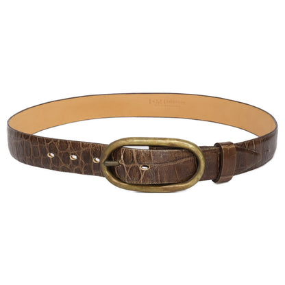 J&MDavidson Croco Embossed Leather Belt Brown Size 80/32