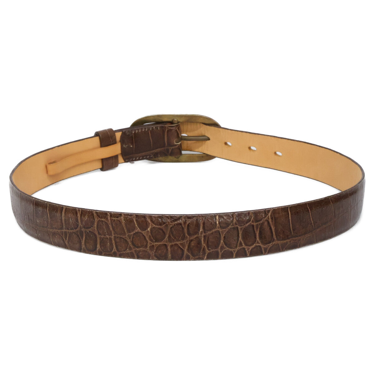 J&MDavidson Croco Embossed Leather Belt Brown Size 80/32