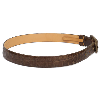 J&MDavidson Croco Embossed Leather Belt Brown Size 80/32