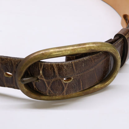 J&MDavidson Croco Embossed Leather Belt Brown Size 80/32