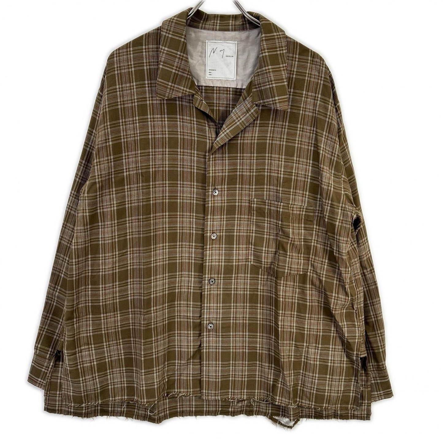 ANCELLM Brown Aged Rayon Check Shirt Size 1