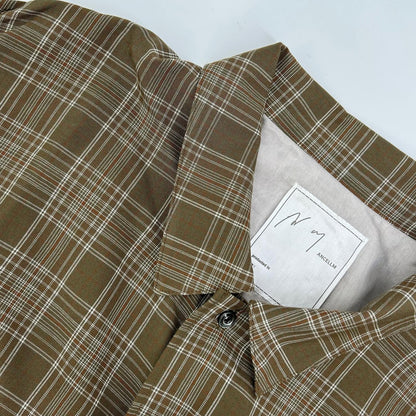 ANCELLM Brown Aged Rayon Check Shirt Size 1