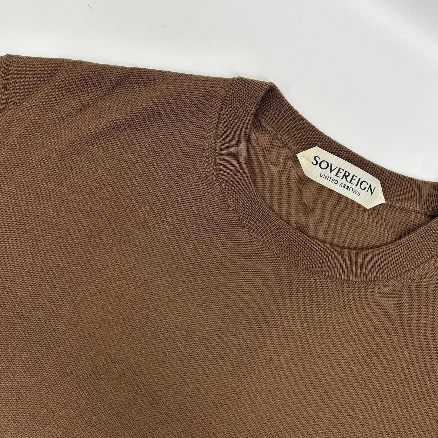 SOVEREIGN Brown Fine Gauge Crewneck Knit Size M