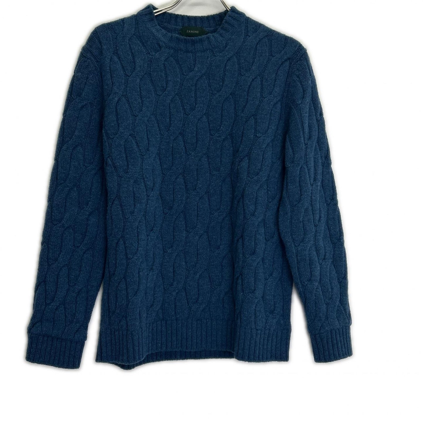 ZANONE Blue Wool Cable Knit Sweater Size 48