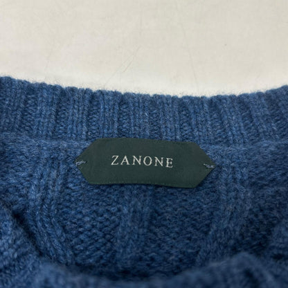 ZANONE Blue Wool Cable Knit Sweater Size 48