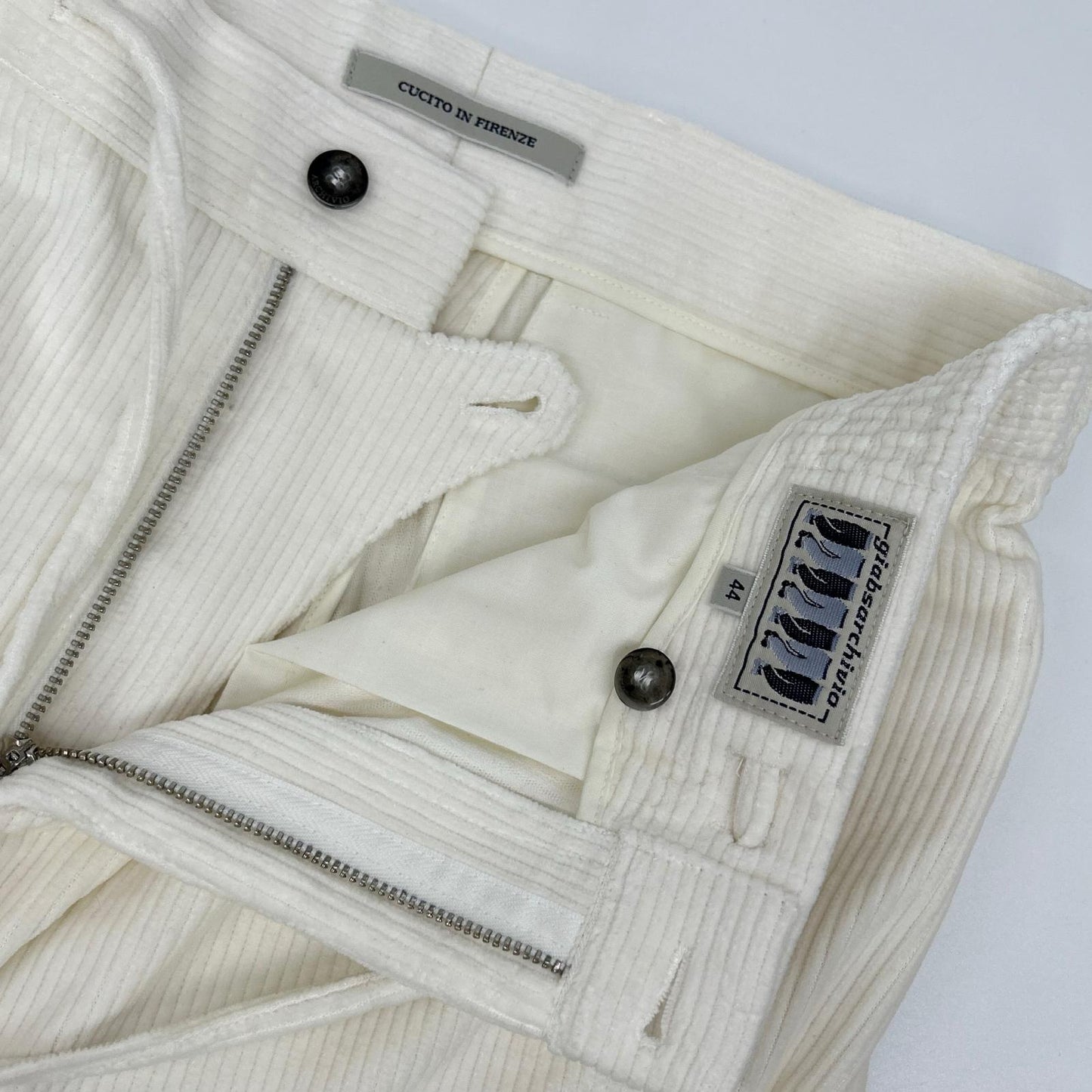 ARCHIVIO White MASACCIO Corduroy Pants Size 44