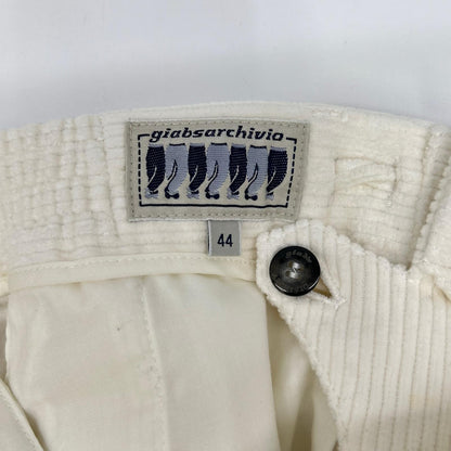 ARCHIVIO White MASACCIO Corduroy Pants Size 44