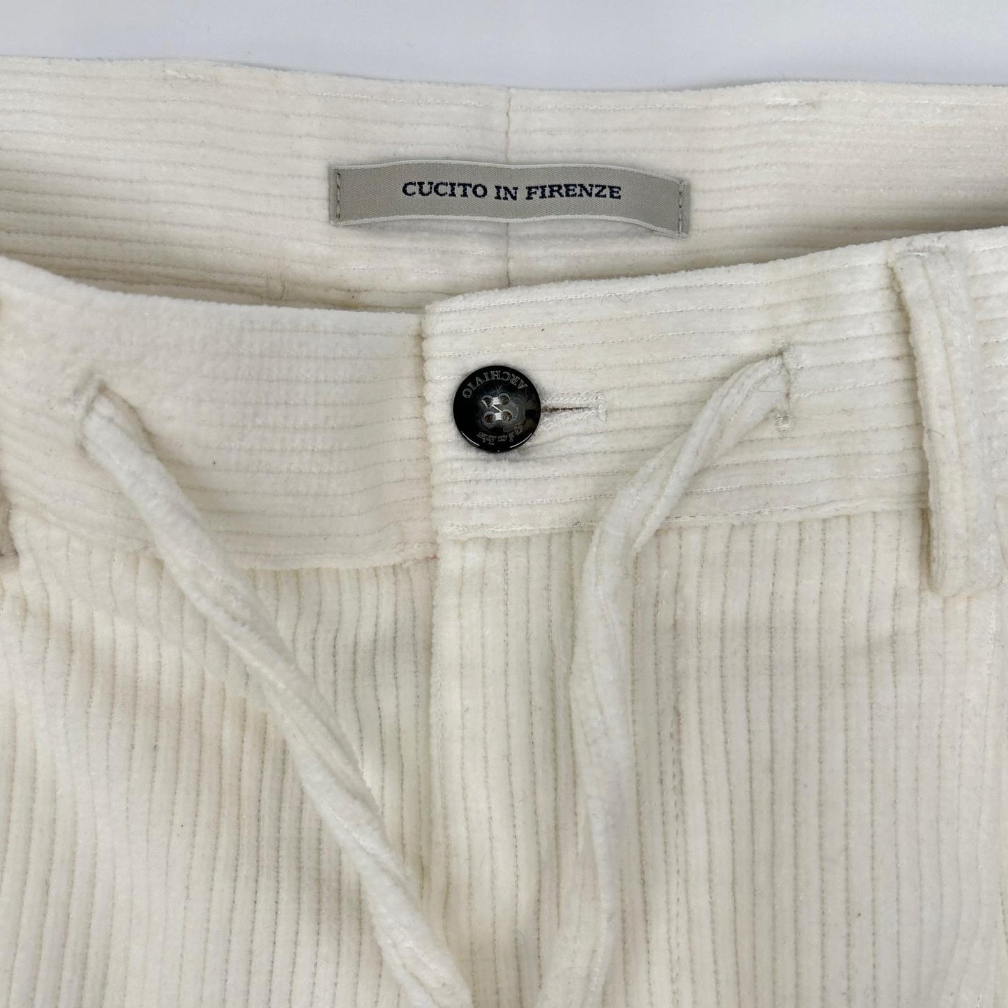 ARCHIVIO White MASACCIO Corduroy Pants Size 44