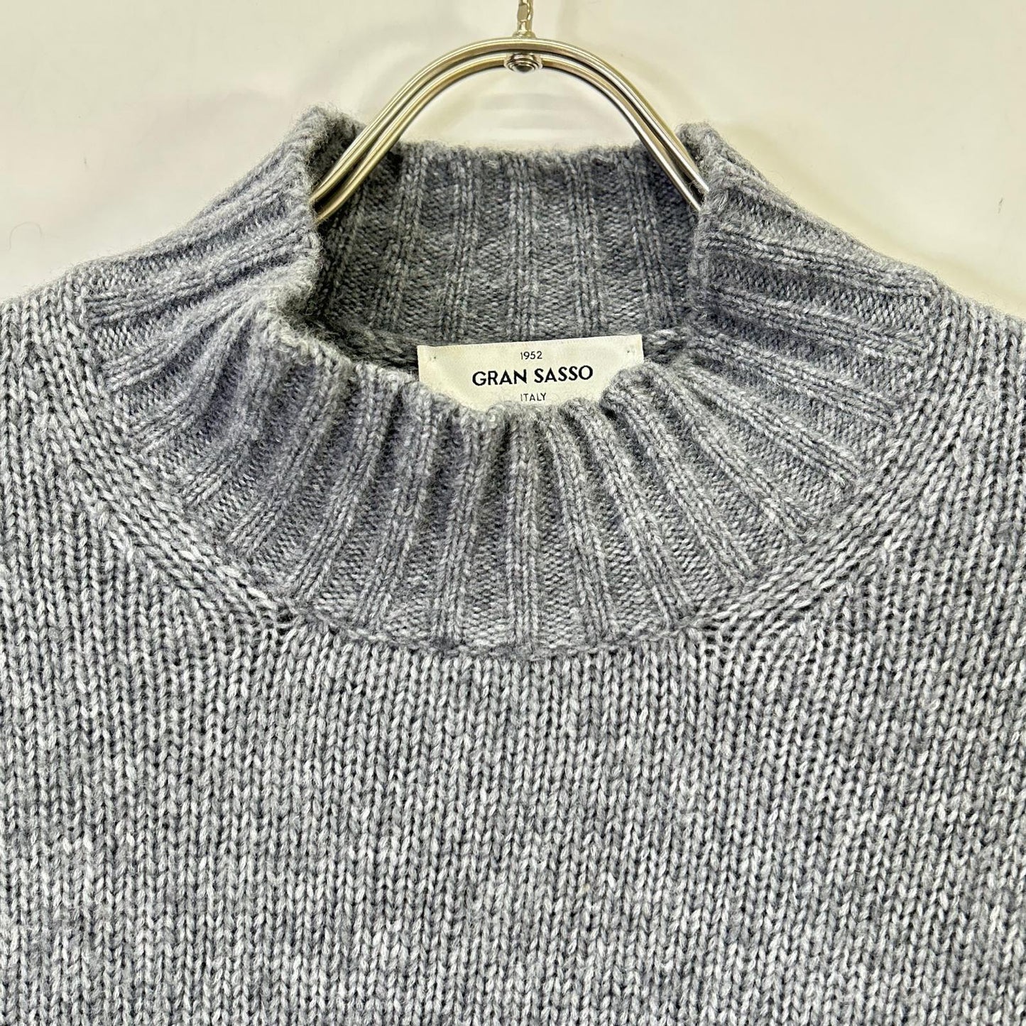 GRAN SASSO Gray 5G Mid Gauge Wool Nylon Mock Neck Size