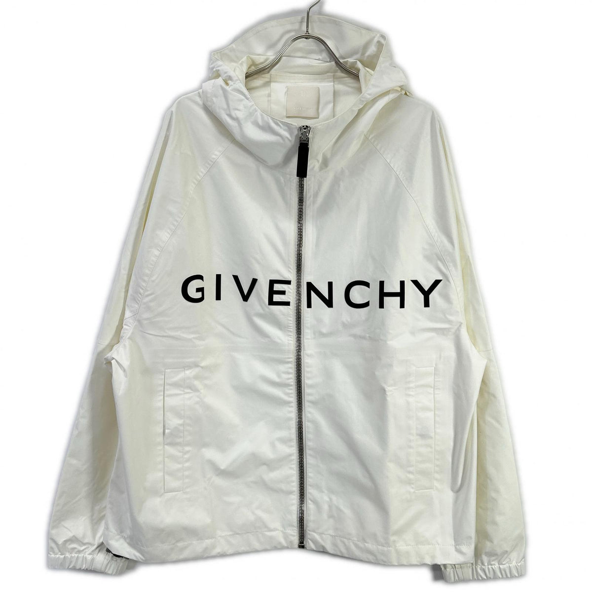 GIVENCHY Logo Metal Zip Nylon Blouson White Size 44