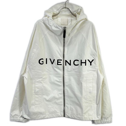 GIVENCHY Logo Metal Zip Nylon Blouson White Size 44