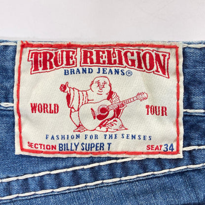 TRUE RELIGION BILLY SUPER Straight Stitch Indigo Jeans Size 29