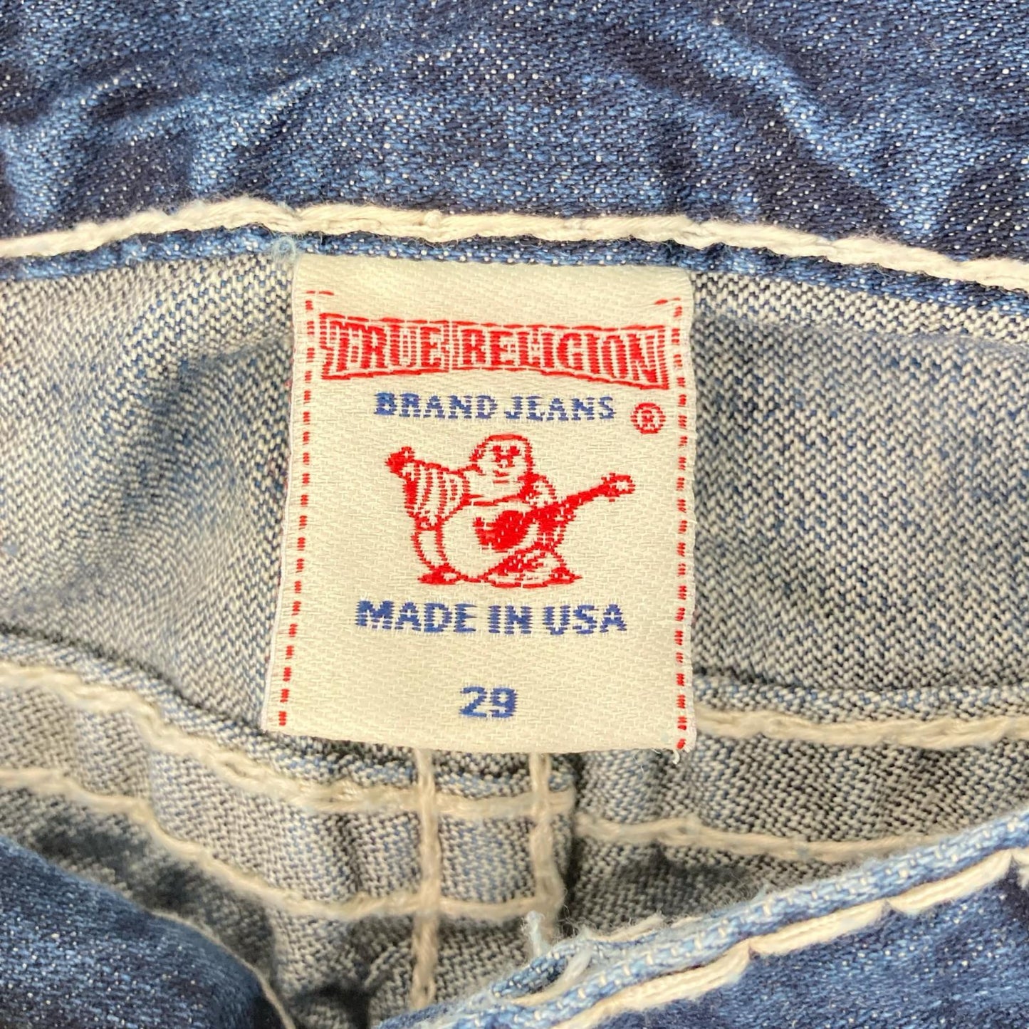TRUE RELIGION BILLY SUPER Straight Stitch Indigo Jeans Size 29