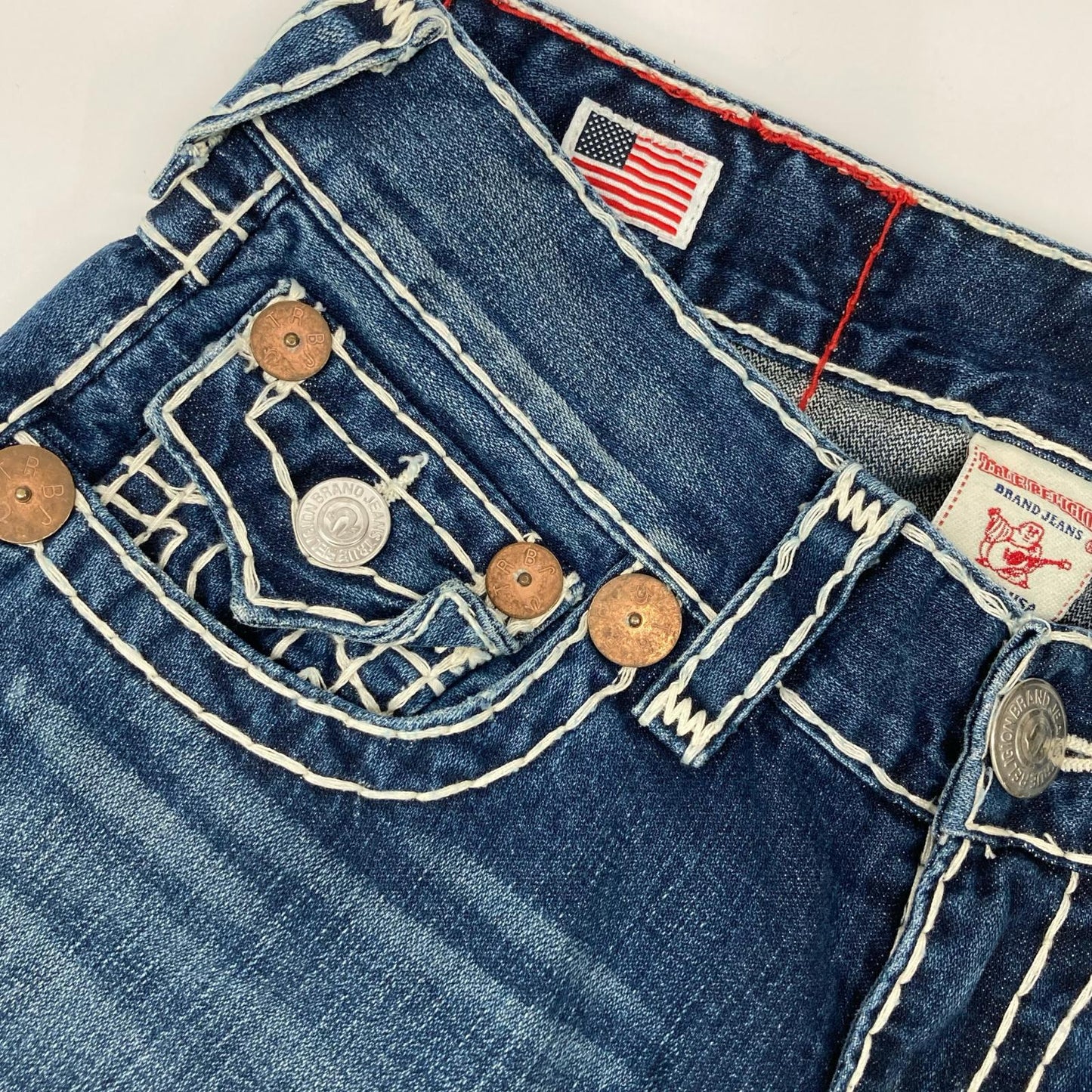 TRUE RELIGION BILLY SUPER Straight Stitch Indigo Jeans Size 29