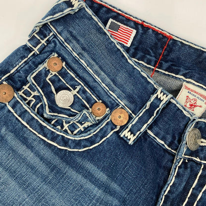 TRUE RELIGION BILLY SUPER Straight Stitch Indigo Jeans Size 29