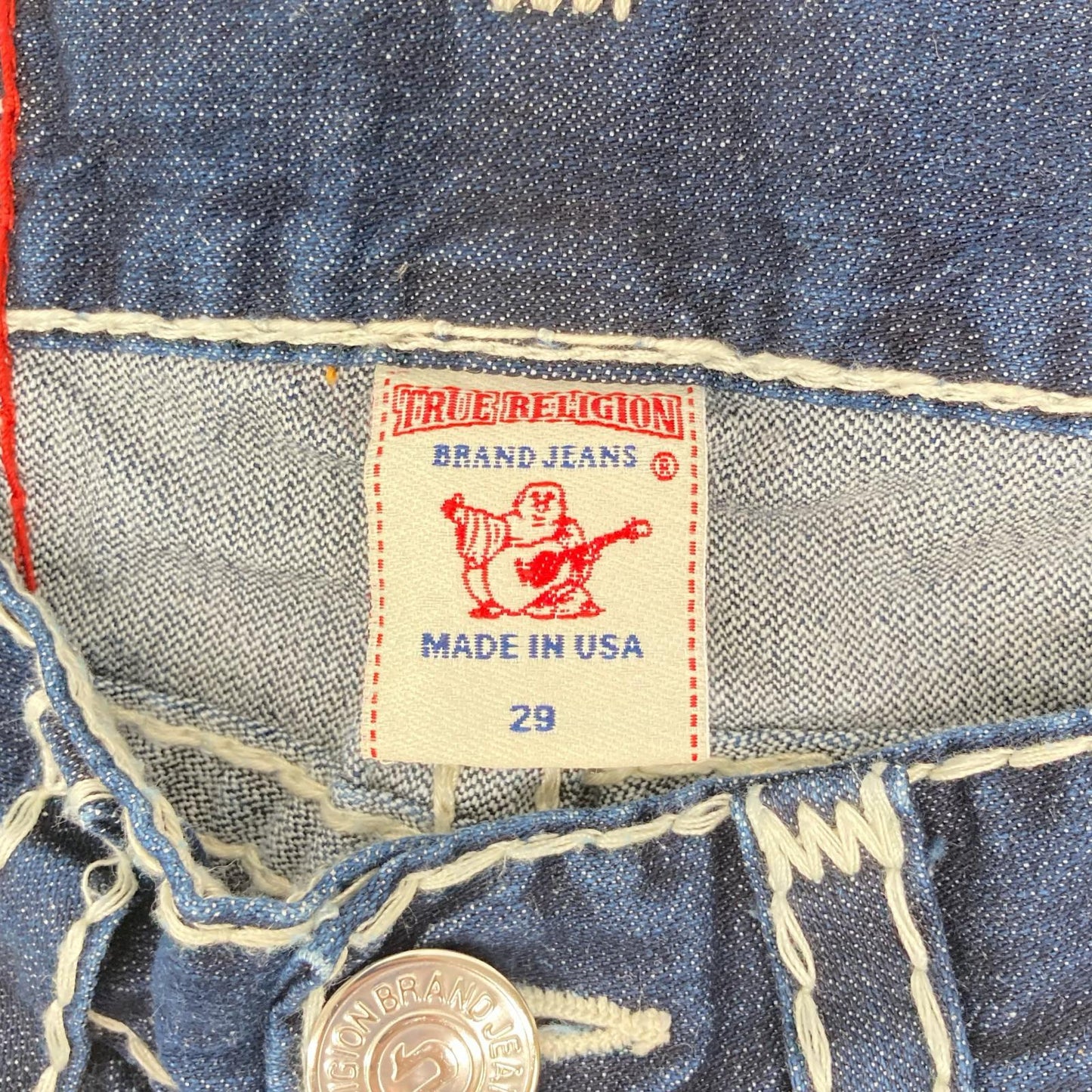 TRUE RELIGION JOEY SUPER Straight Stitch Indigo Jeans Size 29