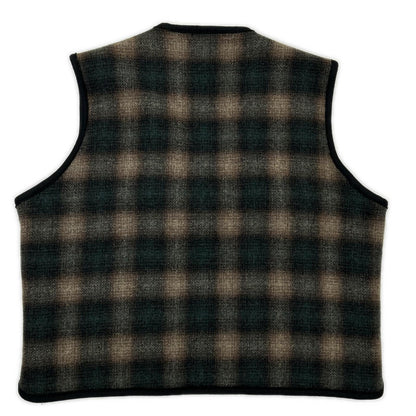 PENDLETON Green Ombre Check Wool Boa Vest Size XXL