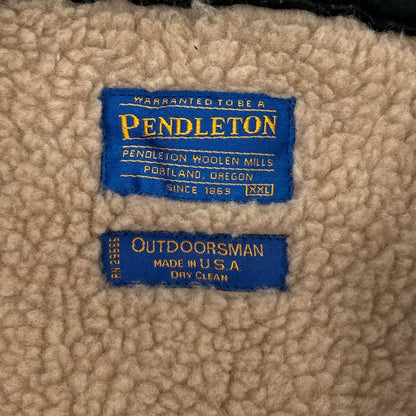 PENDLETON Green Ombre Check Wool Boa Vest Size XXL