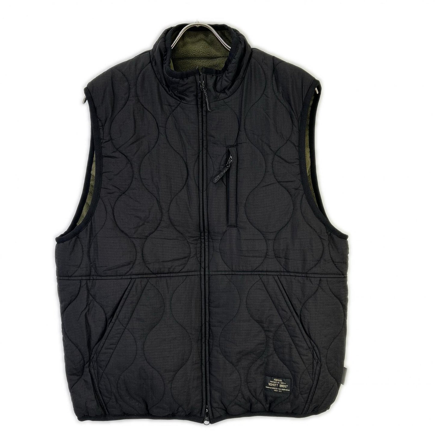 Schott Black/Khaki Reversible Down Vest Size M