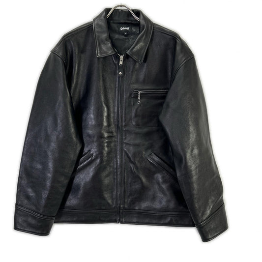XL schott Lamb Leather Trucker Jacket Black Size XL