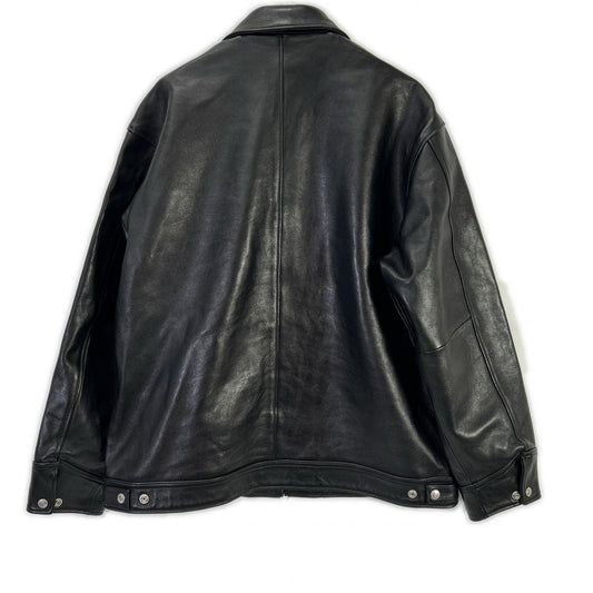 XL schott Lamb Leather Trucker Jacket Black Size XL