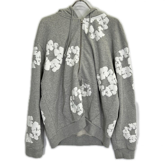 Denim Tears Gray Cotton Wreath Zip Hoodie Size M
