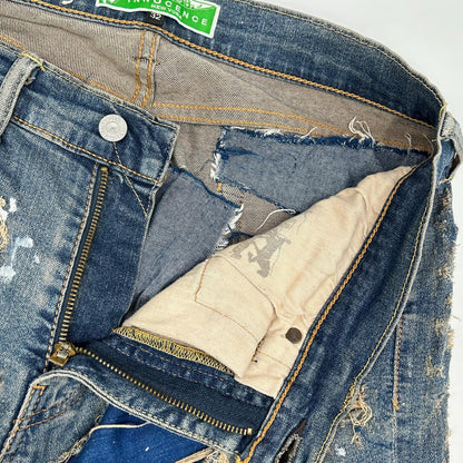 INNOCENCE NYC Blue Distressed Denim Jeans Size 32