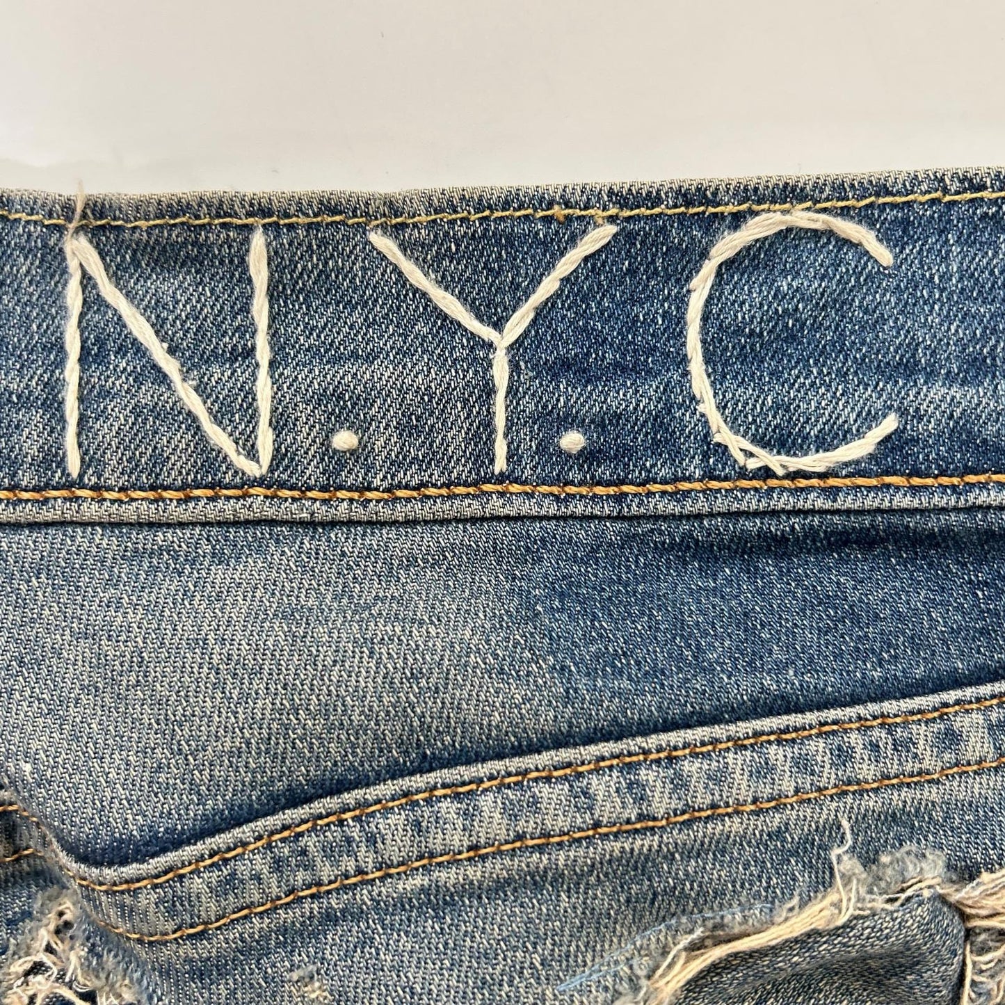 INNOCENCE NYC Blue Distressed Denim Jeans Size 32