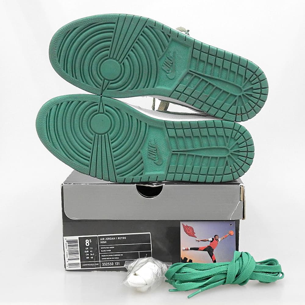 NIKE Air Jordan Retro High Sneakers White/Green Size 8.5(US)