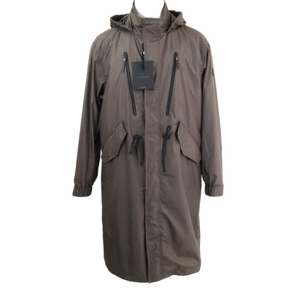 MONCLER ALISO Nylon Hooded Long Coat Khaki Size 1