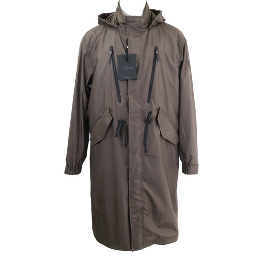 MONCLER ALISO Nylon Hooded Long Coat Khaki Size 1