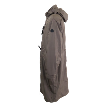 MONCLER ALISO Nylon Hooded Long Coat Khaki Size 1