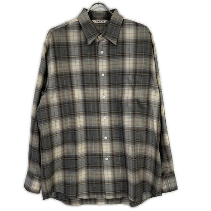AURALEE 22AW Super Light Wool Check Shirt Beige/Gray Size 4