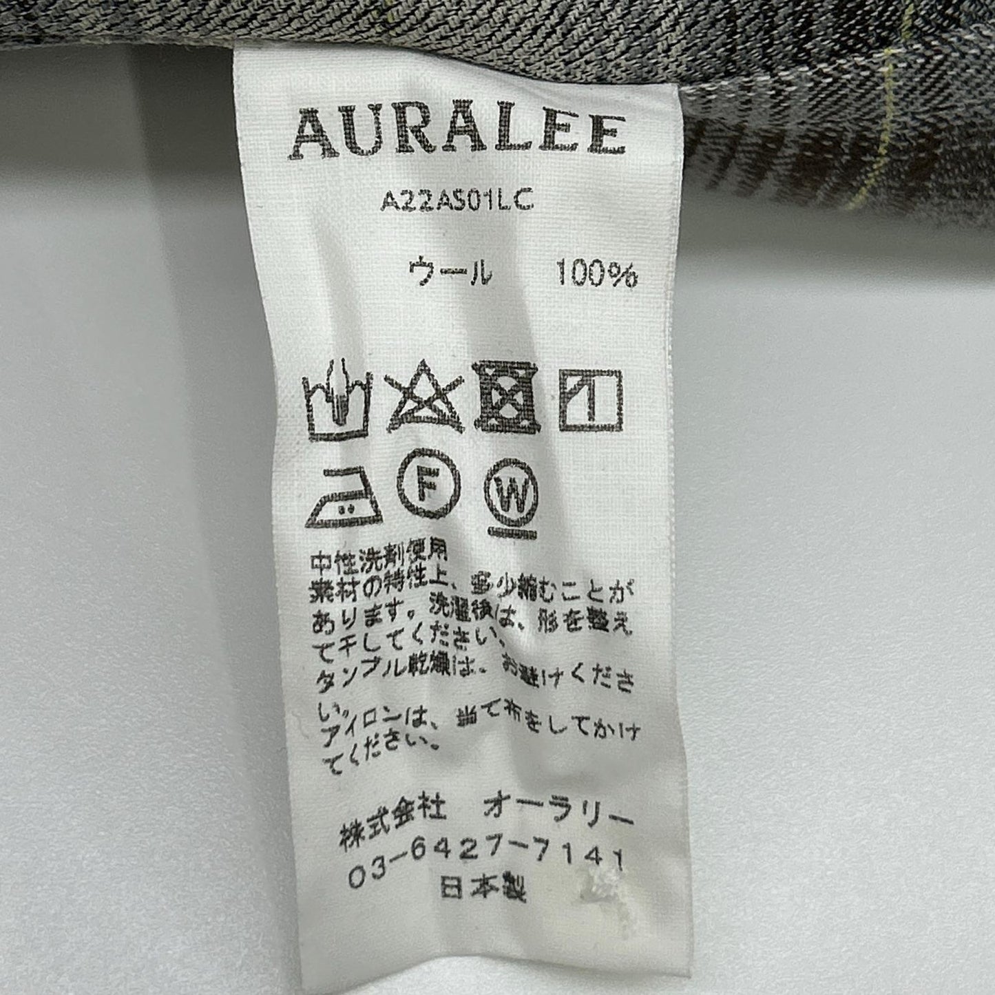 AURALEE 22AW Super Light Wool Check Shirt Beige/Gray Size 4