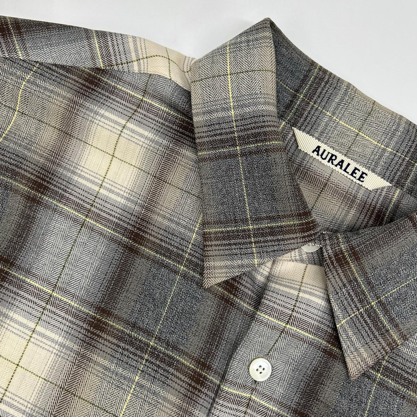 AURALEE 22AW Super Light Wool Check Shirt Beige/Gray Size 4
