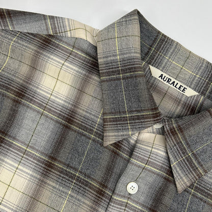 AURALEE 22AW Super Light Wool Check Shirt Beige/Gray Size 4