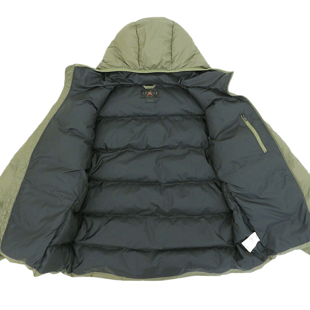 JORDAN BRKLN Puffer Hooded Jacket Khaki Green Size XL
