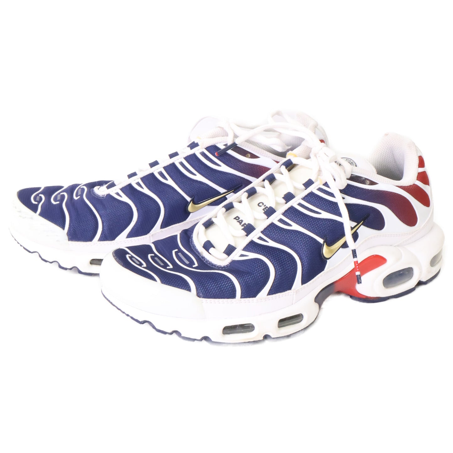 NIKE Air Max Plus PSG Sneakers White/Metallic Gold Size 10.5