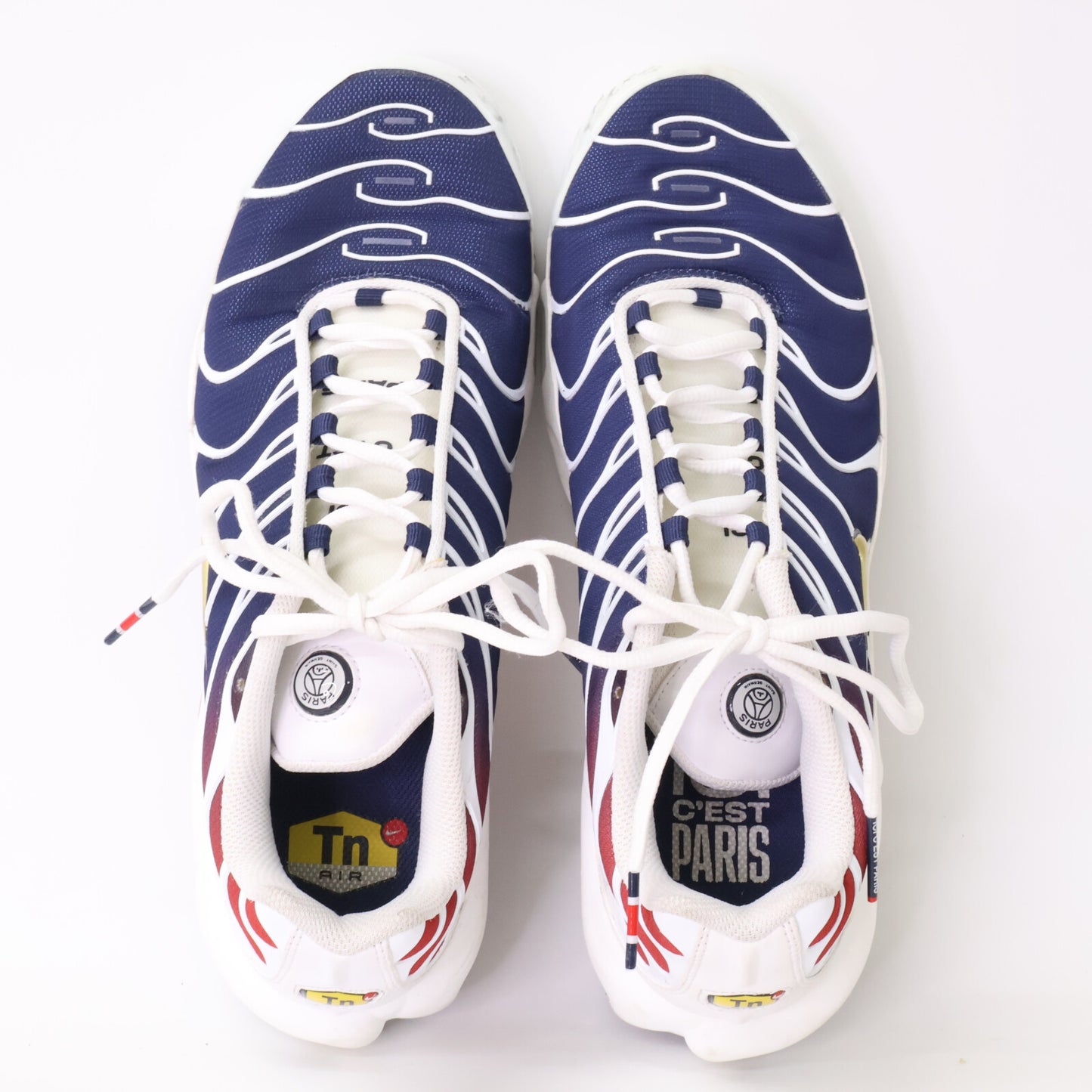 NIKE Air Max Plus PSG Sneakers White/Metallic Gold Size 10.5