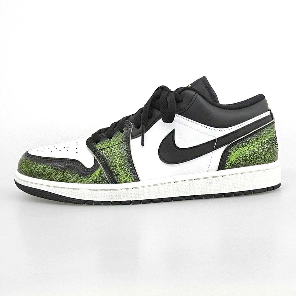 NIKE Air Jordan 1 Low Sneakers White/Blk/Green Size 28.5