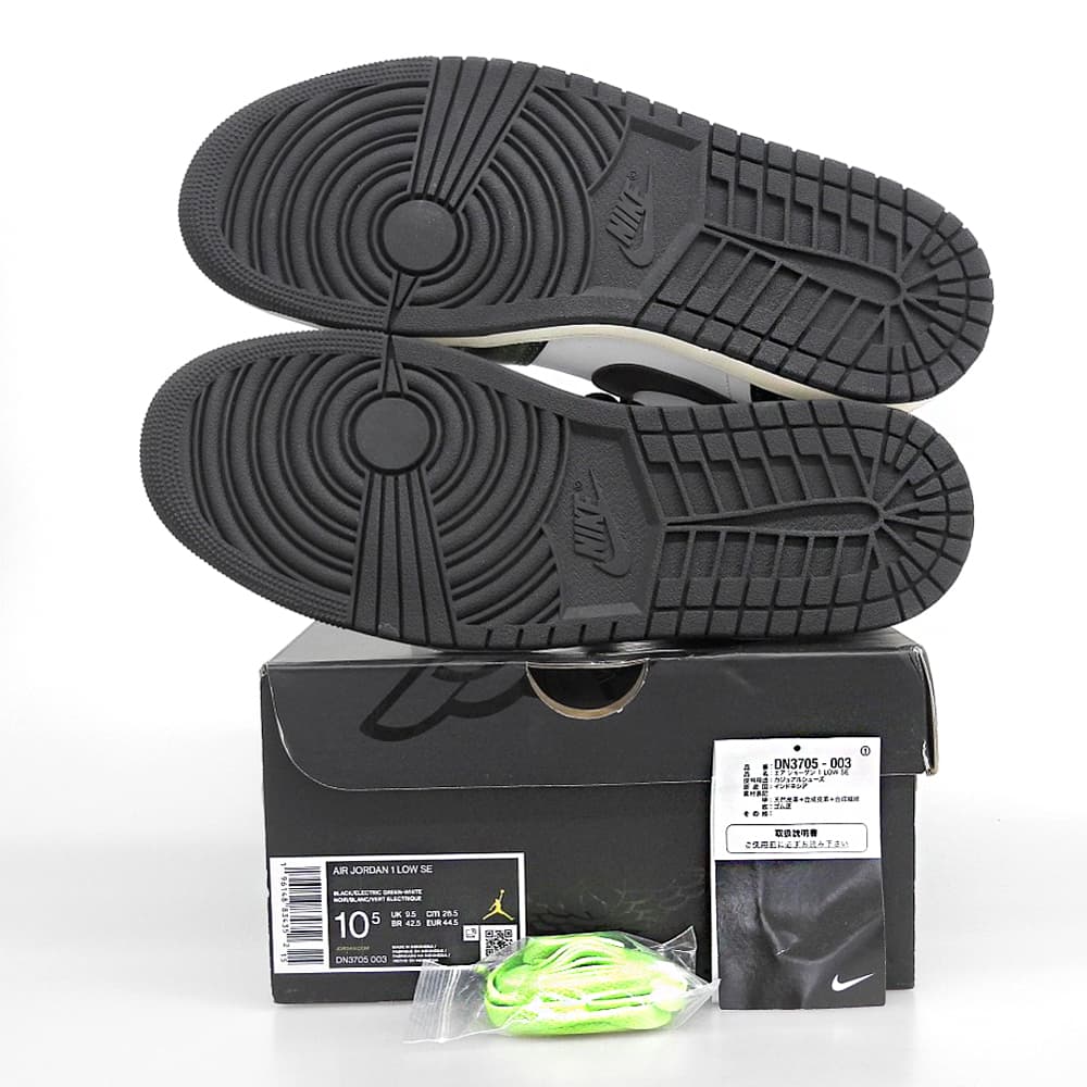 NIKE Air Jordan 1 Low Sneakers White/Blk/Green Size 28.5