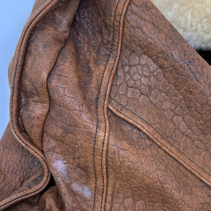 VINTAGE AEROPOSTAL Leather Boa Flight Jacket Brown Size XXL