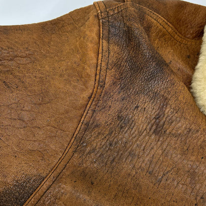 VINTAGE AEROPOSTAL Leather Boa Flight Jacket Brown Size XXL
