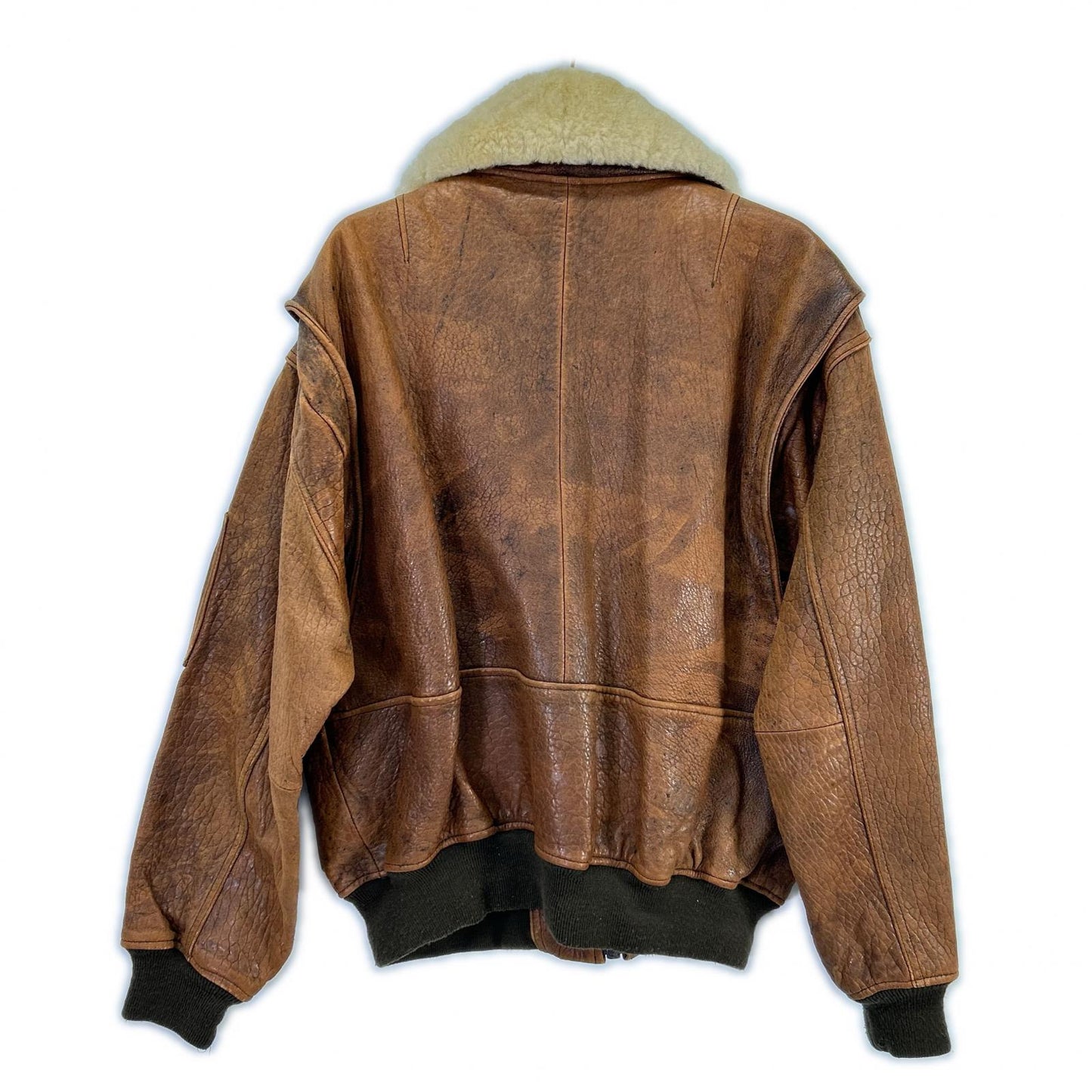 VINTAGE AEROPOSTAL Leather Boa Flight Jacket Brown Size XXL