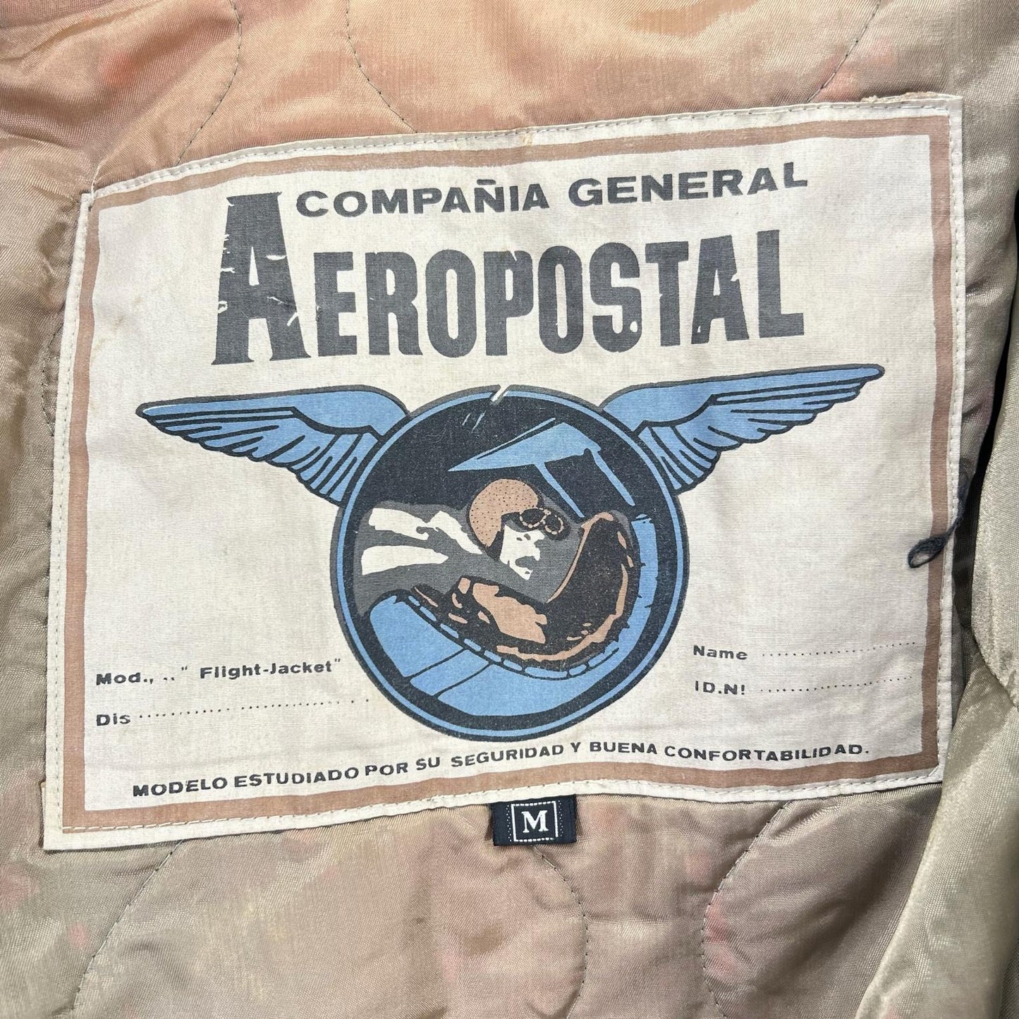 VINTAGE AEROPOSTAL Leather Boa Flight Jacket Brown Size XXL
