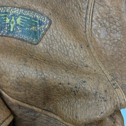 VINTAGE AEROPOSTAL Leather Boa Flight Jacket Brown Size XXL