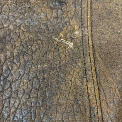 VINTAGE AEROPOSTAL Leather Boa Flight Jacket Brown Size XXL