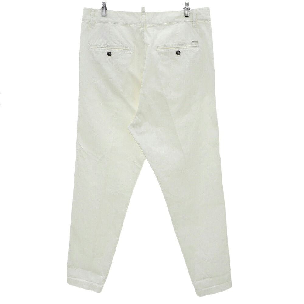 DSQUARED One Pleat Chino Pants Cotton White Size 50